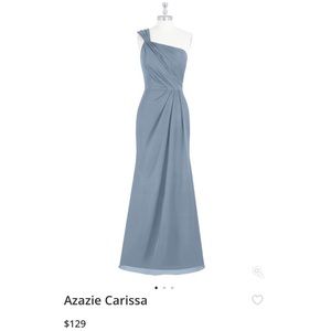 Azazie dusty blue bridesmaid dress. Style- Carissa
